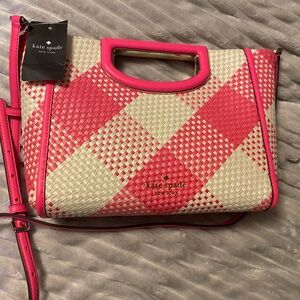 Kate Spade Pink and Cream Clutch with Woven Texture